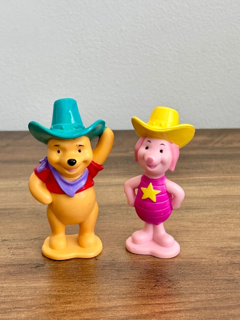 VINTAGE Disney Winnie the Pooh Sheriff Piglet Cowboy Pooh Toy Figures SET 2